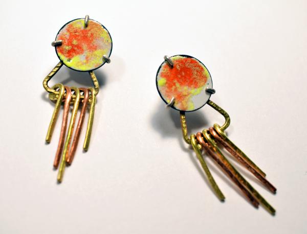 Sunburst stud dangle earrings