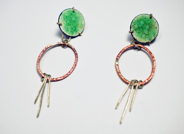Speckled Green posts with Copper and silver dangles picture