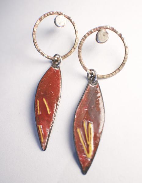 Red Leaf Dangle Earring