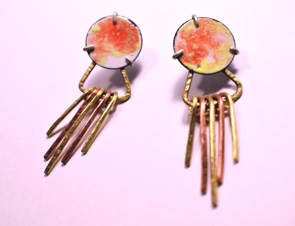 Sunburst stud dangle earrings picture