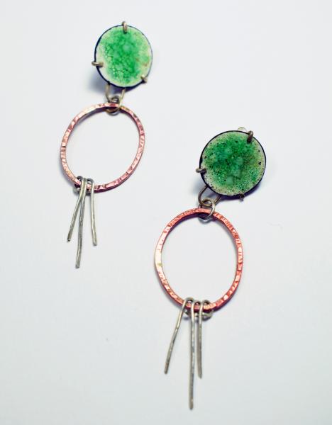 Speckled Green posts with Copper and silver dangles picture