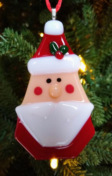 Fused Glass Santa Ornament