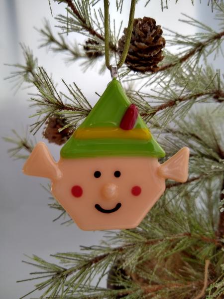 Fused Glass Elf Ornament