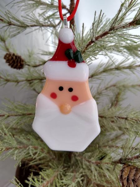 Fused Glass Santa Head Ornament