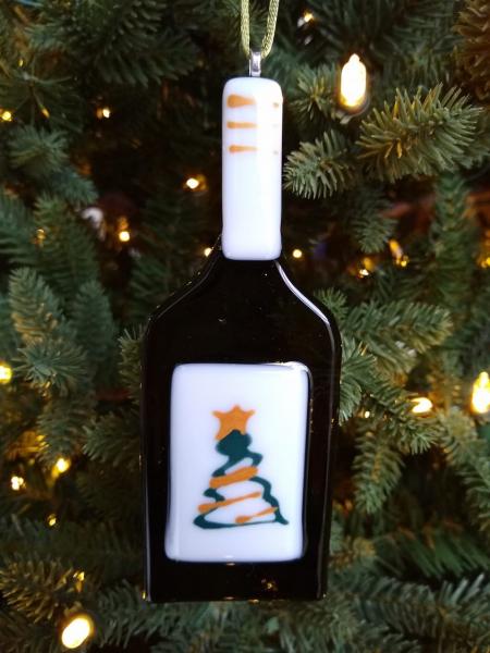 Fused Glass Wine Bottle Ornament
