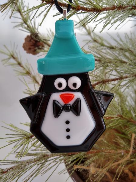 Fused Glass Penguin Ornament