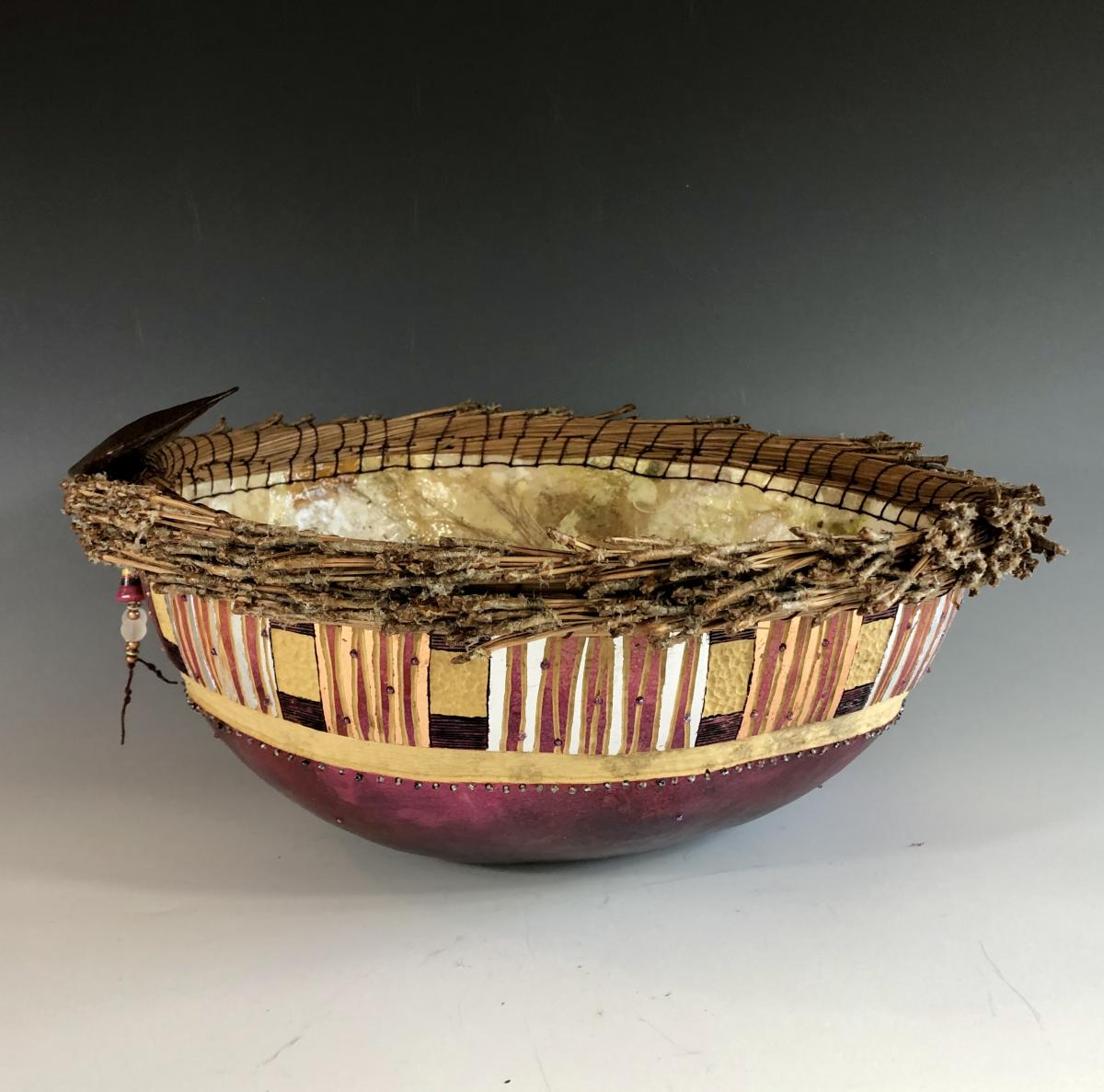 Ciotola Vessel with Pine Needles and Beads picture