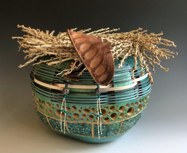 Modios Vessel with Palm Seed Pod Stems