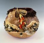 Modios Vessel with Pine Needles and Pear Pods