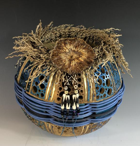 Modios Vessel with Seagrass and Hedge Apple Slice picture