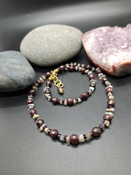 Garnet Fields Necklace, beaded garnet necklace