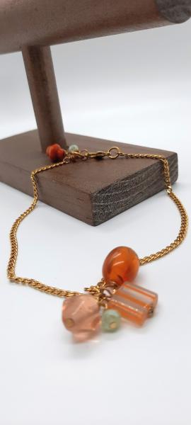 Peach Candy-Striped Anklet