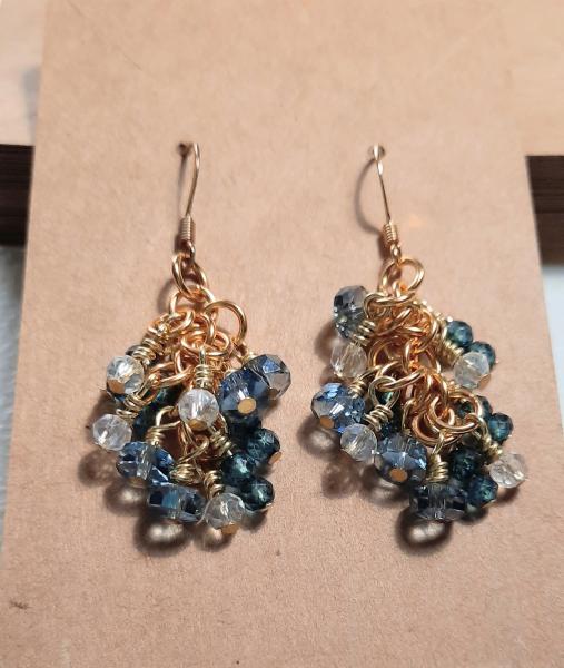 Frothy Waters Earrings, topaz earrings, blue topaz jewelry, beaded crystal earrings picture