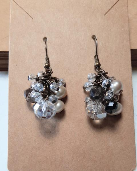 Pearl Essence Earrings, beaded crystal earrings, pearl earrings picture