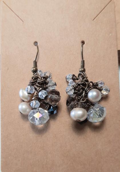 Pearl Essence Earrings, beaded crystal earrings, pearl earrings picture