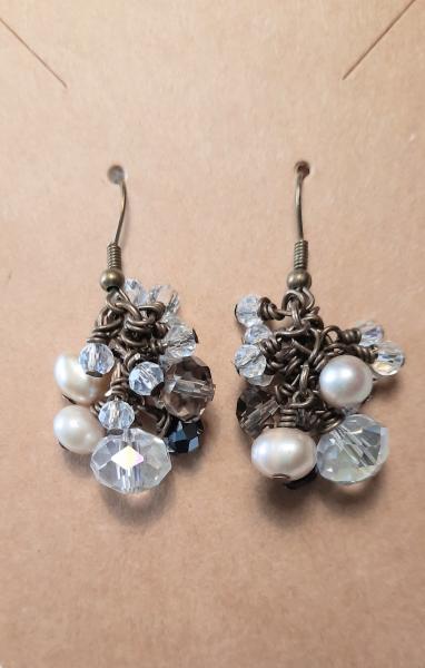 Pearl Essence Earrings, beaded crystal earrings, pearl earrings picture