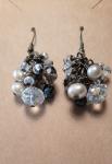 Pearl Essence Earrings, beaded crystal earrings, pearl earrings