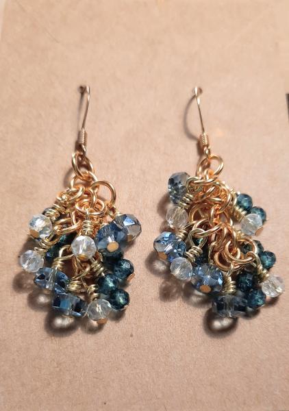 Frothy Waters Earrings, topaz earrings, blue topaz jewelry, beaded crystal earrings picture