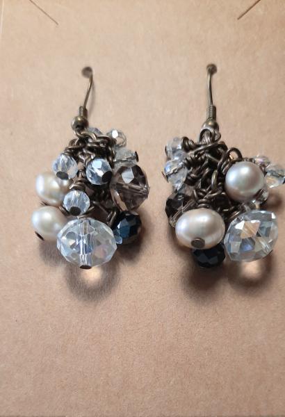 Pearl Essence Earrings, beaded crystal earrings, pearl earrings picture