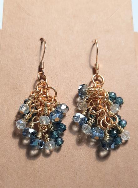 Frothy Waters Earrings, topaz earrings, blue topaz jewelry, beaded crystal earrings picture