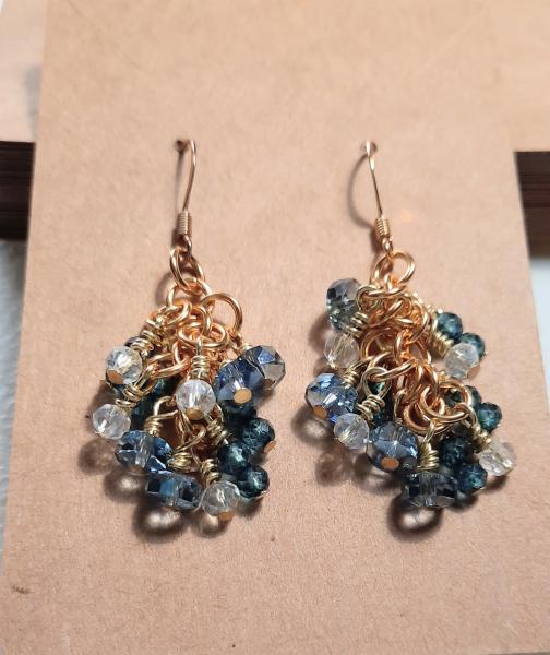 Frothy Waters Earrings, topaz earrings, blue topaz jewelry, beaded crystal earrings picture