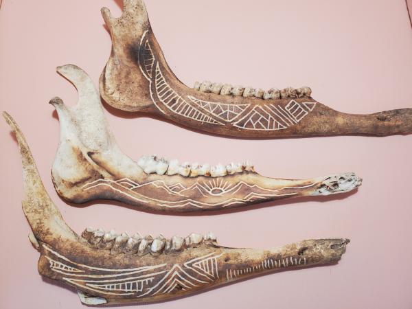 Carved Deer Jaw bone