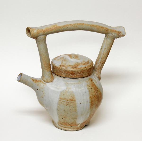 Tea Pot in Mat/ Carbon Trap Shino Glaze