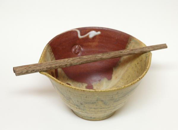Rice Bowl in Mat/ Shino Glaze with wood chopsticks picture