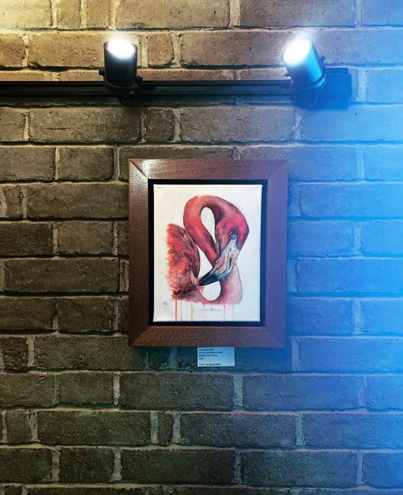 Tourist flamingo picture