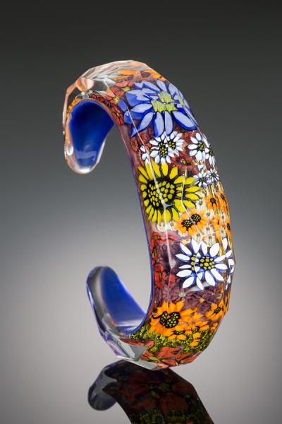 Flower Garden Glass Cuff Bracelet