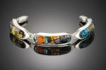 Tide Pool Glass and Sterling Silver Link Bracelet