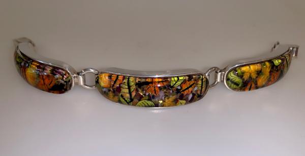 Falling Leaves Glass and Sterling Silver Link Bracelet