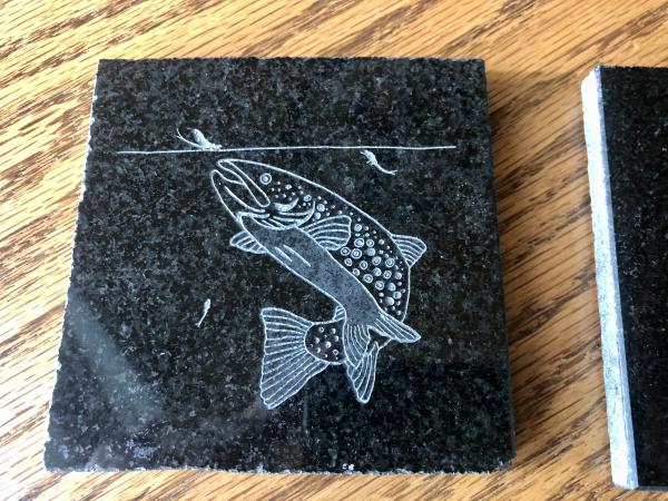 Trout Etched Granite Coasters/Tiles 4”x4” Trout picture