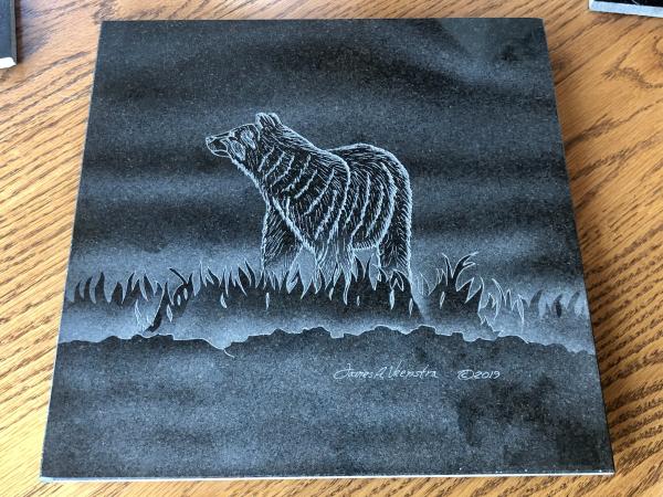 Etched Granite Bear Hotplate Lazy Susan