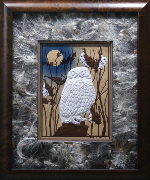 8" x 10" Snowy Owl with Handmade Paper Mat
