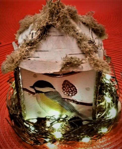 lighted chickadee ornament picture
