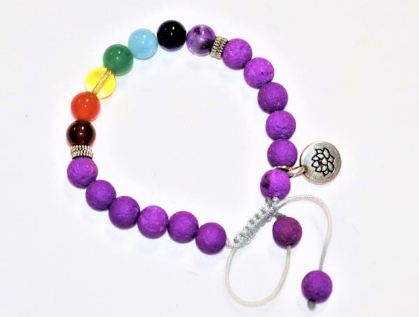 Purple Lava Chakra Bracelet with Lotus Flower Charm picture