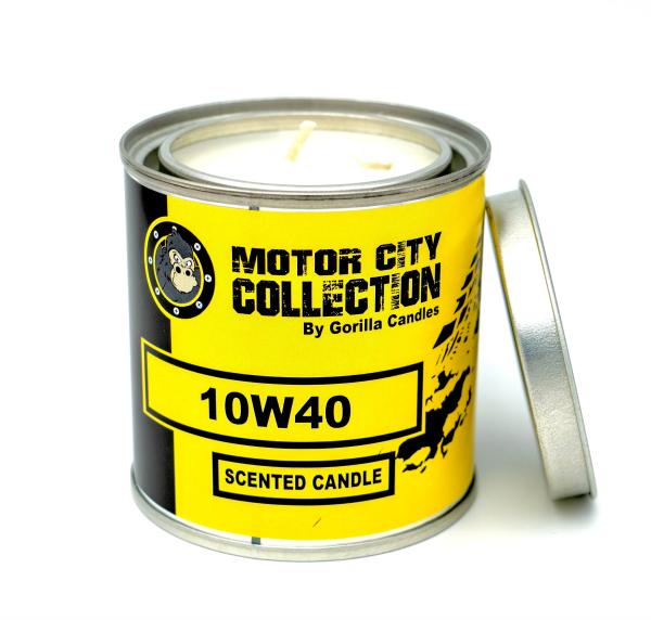 10W40 Motor Oil Scented Candle - Car Guy Themed Candles - Motor City Candles, 8 ounce Soy Wax Paint Can Candle