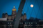 Pink Supermoon through the Bridge