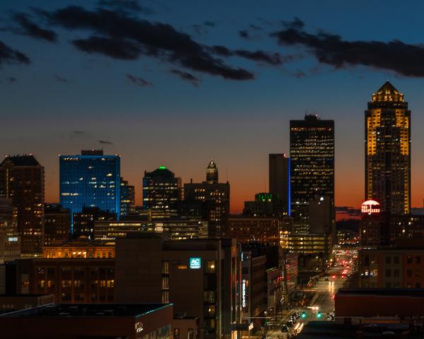 Downtown Des Moines Sunset