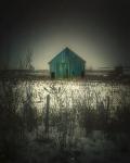 Blue Barn in Snow 2