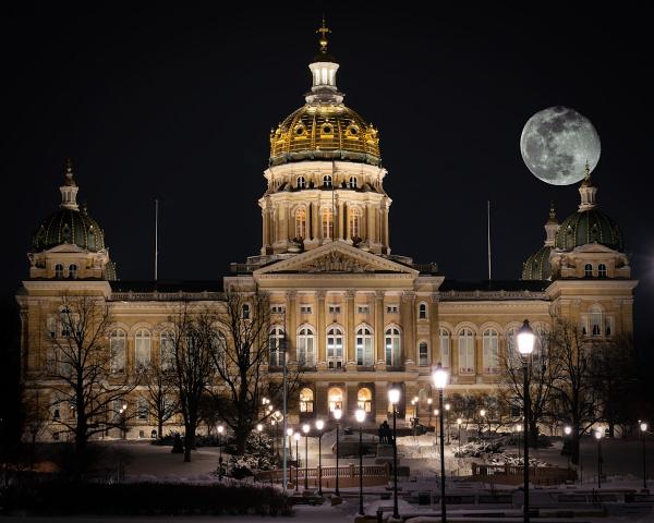 Super Moon Iowa Capitol Winter