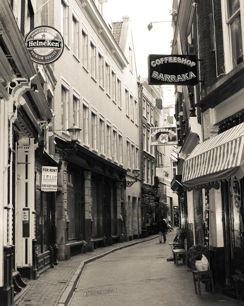 Narrow Streets of Amsterdam BW picture