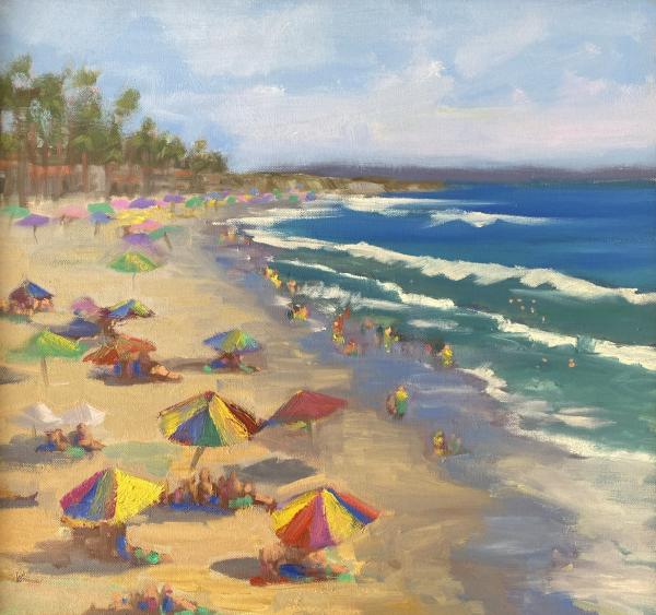 Beach Day Umbrellas 20x20 Oil picture