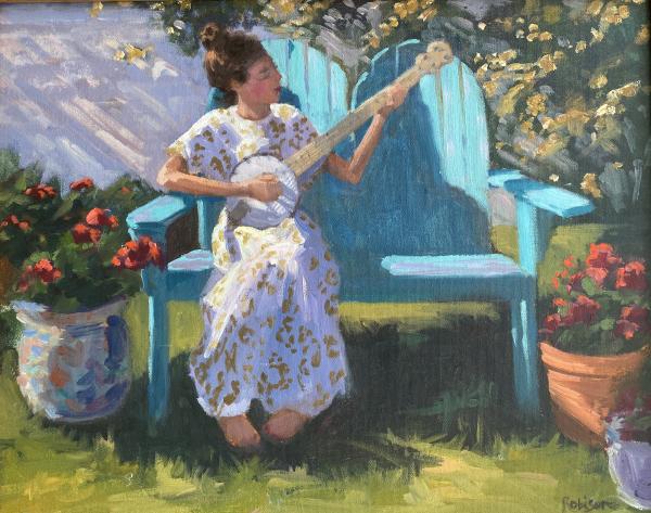 Banjo Practice 16x20 Oil picture