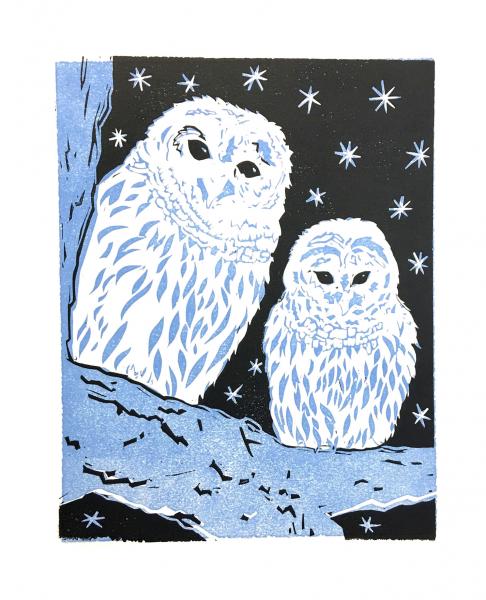 Owl Linocut Print picture