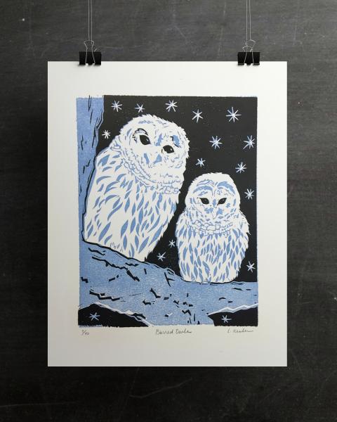 Owl Linocut Print picture