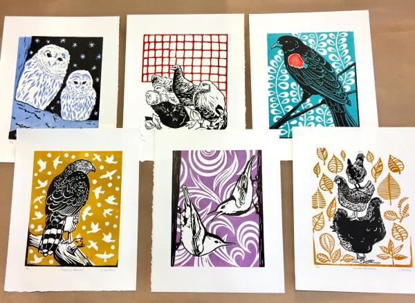 Owl Linocut Print picture