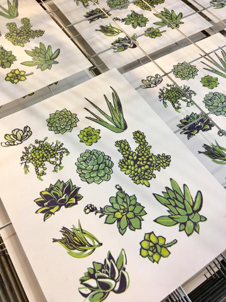 Succulents Linocut Print picture