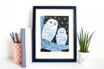 Owl Linocut Print